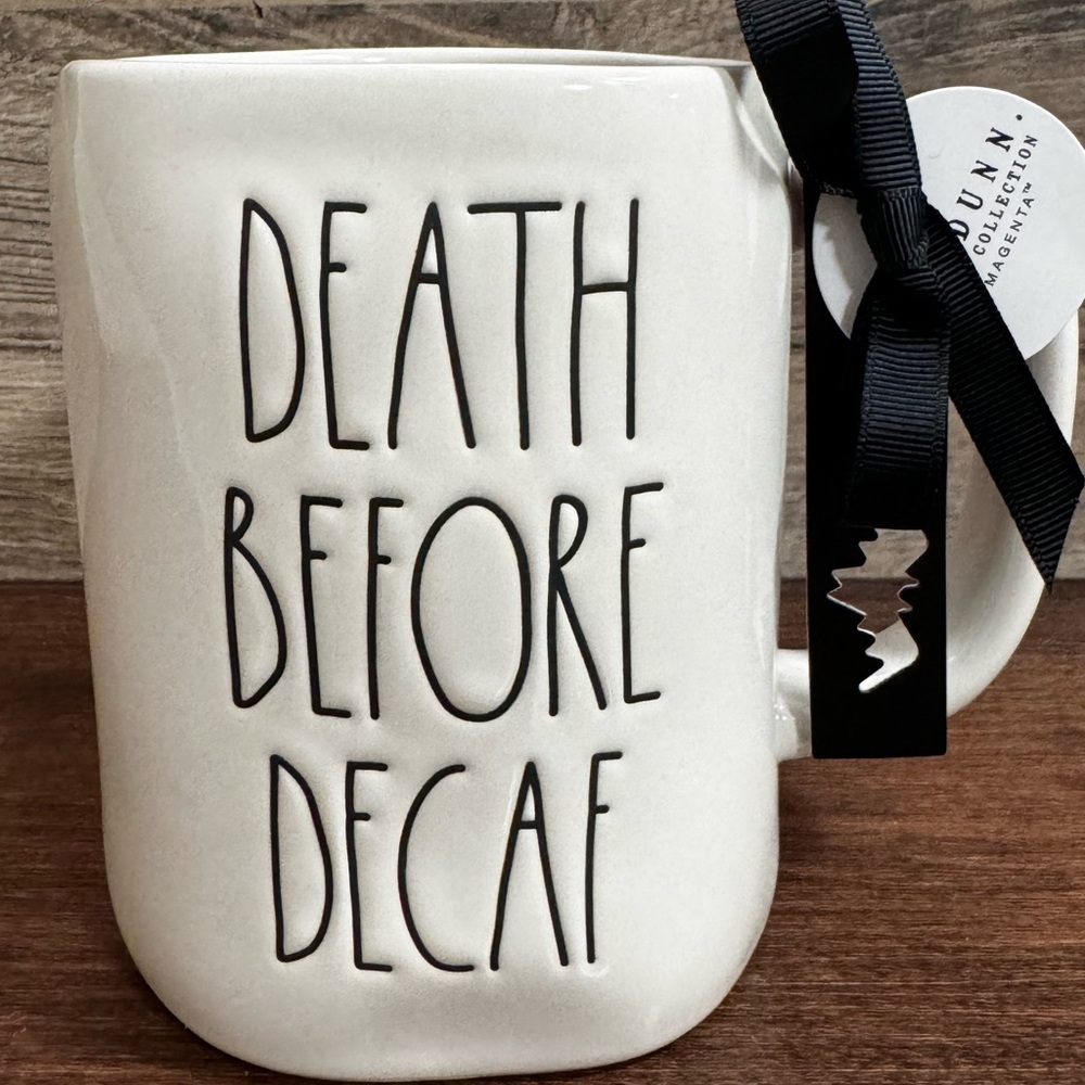 Super Cute 🥰  DEATH BEFORE DECAF MUG by Rae Dunn - NEW